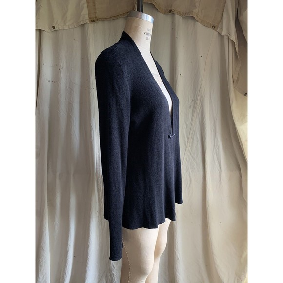 Eileen Fisher Minimal Open Charcoal Linen Knit Cardigan With Modern Pin Closure - Picture 3 of 6